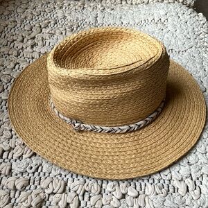 Frye Women’s Sun Hat Straw Fedora With Braided Band, Size S